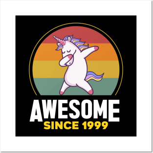 Unicorn Cute, Awesome Since 1999, Born In 1999 Birthday Posters and Art